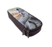 DCEHGEW Animals Hyena Prints PU Leather Pencil Case, Flip-Top Zipper Pen Pouch Organizer for School Office Travel, Stationery Holder, Gift for Women Men Kids