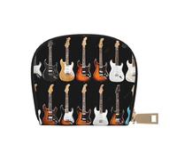 DCEHGEW Art Guitar Pattern Credit Card Holder Pouch Shell Wallet Business Card Case Storage Zipper Coin Pocket Purse Xmas Gift