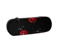 DCEHGEW Art Ladybug Tracks Prints Leather Pencil Case Organiser with Pen Slots, Hard Shell Stylish Pouch for School Office Travel, Gift for Students Men Women