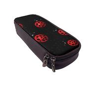 DCEHGEW Art Ladybug Tracks Prints PU Leather Pencil Case, Flip-Top Zipper Pen Pouch Organizer for School Office Travel, Stationery Holder, Gift for Women Men Kids
