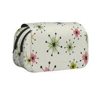 DCEHGEW Atomic Stars Retro Pattern Prints Flap Pencil Case Stylish Storage Bag, Double Layer Large Capacity Pen Pouch for School Office Travel
