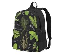 DCEHGEW Basil Thyme Dill & Rosemary Printed Travel Laptop Backpack, Lightweight School Bag for Hiking and Casual Daypack Use