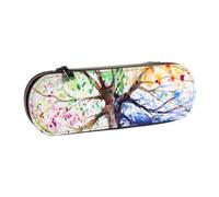 DCEHGEW Beautiful Four Season Tree Prints Leather Pencil Case Organiser with Pen Slots, Hard Shell Stylish Pouch for School Office Travel, Gift for Students Men Women