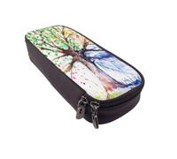 DCEHGEW Beautiful Four Season Tree Prints PU Leather Pencil Case, Flip-Top Zipper Pen Pouch Organizer for School Office Travel, Stationery Holder, Gift for Women Men Kids