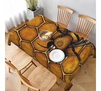 DCEHGEW Bee Honeybee Prints Rectangle Tablecloth 152x228 CM, Waterproof Fabric Table Cloth for Dining Table, Farmhouse Table Cover for Kitchen Dining Tabletop Decoration