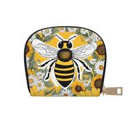 DCEHGEW bee & Sunflowers Credit Card Holder Pouch Shell Wallet Business Card Case Storage Zipper Coin Pocket Purse Xmas Gift