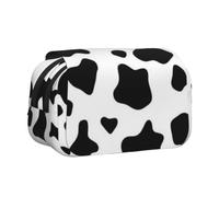 DCEHGEW Black and White Cow Print Prints Flap Pencil Case Stylish Storage Bag, Double Layer Large Capacity Pen Pouch for School Office Travel
