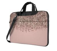 DCEHGEW Blush Rose Gold Printed Laptop Bag 14 inch, Triple-Layers Protection Shockproof Crossbody Laptop Shoulder Bag for Men Women
