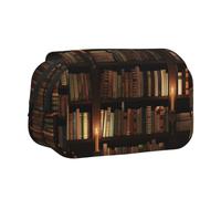 DCEHGEW Book Room Mysterious Library Prints Flap Pencil Case Stylish Storage Bag, Double Layer Large Capacity Pen Pouch for School Office Travel