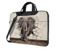 DCEHGEW Broken wall elephant Printed Laptop Bag 14 inch, Triple-Layers Protection Shockproof Crossbody Laptop Shoulder Bag for Men Women