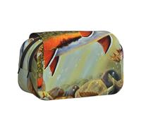 DCEHGEW Brook Trout-Fly Fishing Prints Flap Pencil Case Stylish Storage Bag, Double Layer Large Capacity Pen Pouch for School Office Travel