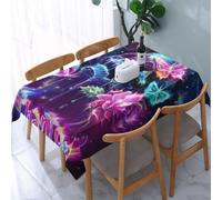 DCEHGEW Butterfly Rose Skull Prints Rectangle Tablecloth 137x183 cm, Waterproof Fabric Table Cloth for Dining Table, Farmhouse Table Cover for Kitchen Dining Tabletop Decoration
