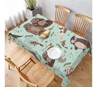 DCEHGEW Cartoon Cute Otter Prints Rectangle Tablecloth 152x228 CM, Waterproof Fabric Table Cloth for Dining Table, Farmhouse Table Cover for Kitchen Dining Tabletop Decoration