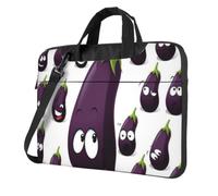 DCEHGEW Cartoon Eggplant Printed Laptop Bag 14 inch, Triple-Layers Protection Shockproof Crossbody Laptop Shoulder Bag for Men Women