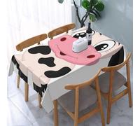 DCEHGEW Cartoon Milk Cow Prints Rectangle Tablecloth 137x183 cm, Waterproof Fabric Table Cloth for Dining Table, Farmhouse Table Cover for Kitchen Dining Tabletop Decoration