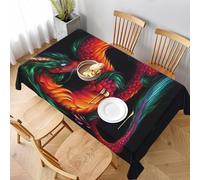DCEHGEW Chinese Dragon Prints Rectangle Tablecloth 152x228 CM, Waterproof Fabric Table Cloth for Dining Table, Farmhouse Table Cover for Kitchen Dining Tabletop Decoration