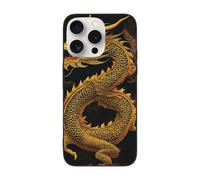 DCEHGEW Chinese golden Yellow dragon Prints Phone Case for iPhone 15 Pro 6.1 inch, TPU Shockproof Phone Cover Case, Supports Wireless Charging, without Lens Protection
