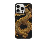 DCEHGEW Chinese golden Yellow dragon Prints Phone Case for iPhone 15 Pro Max 6.7 inch, TPU Shockproof Phone Cover Case, Supports Wireless Charging, with Lens Protection