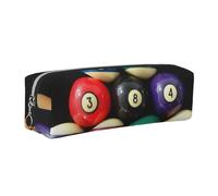 DCEHGEW Color Billiards Printed Leather Pencil Case Cute Stationery Organizer Simple Makeup Bag Pen Pouch, Silver Zipper