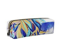DCEHGEW Colored Peacock Printed Leather Pencil Case Cute Stationery Organizer Simple Makeup Bag Pen Pouch, Gold Zipper