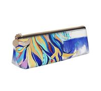 DCEHGEW Colored Peacock Printed Zipper Pencil Case Cute Stationery Organizer PVC Leather Triangle Makeup Bag Pen Pouch