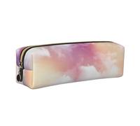 DCEHGEW Colorful Cloud Printed Leather Pencil Case Cute Stationery Organizer Simple Makeup Bag Pen Pouch, Gold Zipper