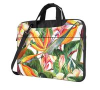 DCEHGEW Colorful Flowers Bird Printed Laptop Bag 14 inch, Triple-Layers Protection Shockproof Crossbody Laptop Shoulder Bag for Men Women