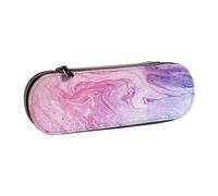 DCEHGEW Colorful Marble Pastel Pink Blue Purple Prints Leather Pencil Case Organiser with Pen Slots, Hard Shell Stylish Pouch for School Office Travel, Gift for Students Men Women