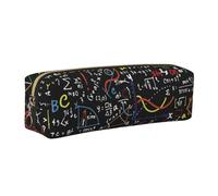DCEHGEW Colorful Math Formula Printed Leather Pencil Case Cute Stationery Organizer Simple Makeup Bag Pen Pouch, Gold Zipper
