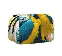 DCEHGEW Colorful Parrots with Splash Watercolor Printed Flip Pencil Case with 2 Compartments, Large Capacity, Portable Stationery Organizer for School, Travel and Art