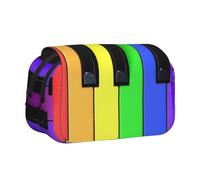 DCEHGEW Colorful Piano Music Rainbow Printed Flip Pencil Case with 2 Compartments, Large Capacity, Portable Stationery Organizer for School, Travel and Art