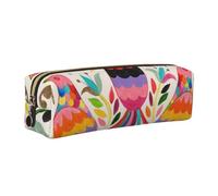 DCEHGEW Colorful Pigeon Printed Leather Pencil Case Cute Stationery Organizer Simple Makeup Bag Pen Pouch, Gold Zipper