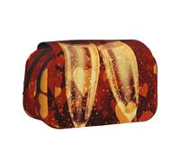 DCEHGEW Colorful red Heart Champagne Printed Flip Pencil Case with 2 Compartments, Large Capacity, Portable Stationery Organizer for School, Travel and Art