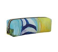 DCEHGEW Colorful Sail Boat Printed Leather Pencil Case Cute Stationery Organizer Simple Makeup Bag Pen Pouch, Gold Zipper