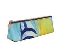 DCEHGEW Colorful Sail Boat Printed Zipper Pencil Case Cute Stationery Organizer PVC Leather Triangle Makeup Bag Pen Pouch