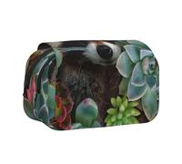 DCEHGEW Colorful Succulents Plants Printed Flip Pencil Case with 2 Compartments, Large Capacity, Portable Stationery Organizer for School, Travel and Art