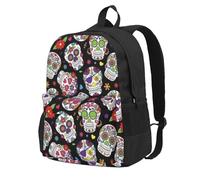 DCEHGEW Colorful Sugar Horror Skull Printed Travel Laptop Backpack, Lightweight School Bag for Hiking and Casual Daypack Use