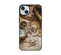 DCEHGEW Compass and Old World Map Prints Phone Case for iPhone 15 6.1 inch, TPU Shockproof Phone Cover Case, Supports Wireless Charging, with Lens Protection