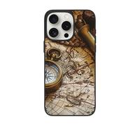 DCEHGEW Compass and Old World Map Prints Phone Case for iPhone 15 Pro 6.1 inch, TPU Shockproof Phone Cover Case, Supports Wireless Charging, with Lens Protection