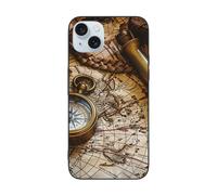 DCEHGEW Compass and Old World Map Prints Phone Case for iPhone 15 Pro Max 6.7 Inch, TPU Shockproof Phone Cover Case, Supports Wireless Charging, without Lens Protection