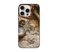 DCEHGEW Compass and Old World Map Prints Phone Case for iPhone 15 Pro Max 6.7 inch, TPU Shockproof Phone Cover Case, Supports Wireless Charging, without Lens Protection