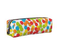 DCEHGEW Confetti Bright Pattern Printed Leather Pencil Case Cute Stationery Organizer Simple Makeup Bag Pen Pouch, Silver Zipper