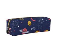 DCEHGEW Constellation Star Clusters Galaxies Printed Leather Pencil Case Cute Stationery Organizer Simple Makeup Bag Pen Pouch, Gold Zipper
