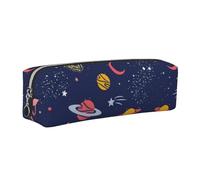 DCEHGEW Constellation Star Clusters Galaxies Printed Leather Pencil Case Cute Stationery Organizer Simple Makeup Bag Pen Pouch, Silver Zipper