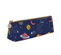 DCEHGEW Constellation Star Clusters Galaxies Printed Zipper Pencil Case Cute Stationery Organizer PVC Leather Triangle Makeup Bag Pen Pouch