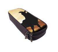 DCEHGEW Cool Bull Riding Prints PU Leather Pencil Case, Flip-Top Zipper Pen Pouch Organizer for School Office Travel, Stationery Holder, Gift for Women Men Kids