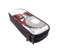 DCEHGEW Cool Drum Set Prints PU Leather Pencil Case, Flip-Top Zipper Pen Pouch Organizer for School Office Travel, Stationery Holder, Gift for Women Men Kids