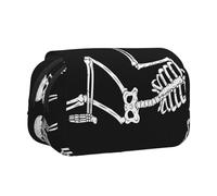 DCEHGEW Cool Skull Printed Flip Pencil Case with 2 Compartments, Large Capacity, Portable Stationery Organizer for School, Travel and Art