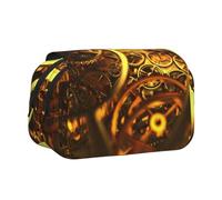 DCEHGEW Cool Steampunk Gears Printed Flip Pencil Case with 2 Compartments, Large Capacity, Portable Stationery Organizer for School, Travel and Art