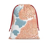DCEHGEW Coral Reef Soft Drawstring Gift Wrapping Bags, Reusable Polyester Pouch Storage Bag for Christmas, Halloween, Party Favors, Jewelry, Large Size: 15.8x20.9 inches